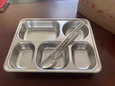 木普森304不锈钢快餐盘食堂餐盒分格定制刻字饭盘学校学生饭盒带盖子 加厚加深大五格（无盖）4.2cm 实拍图