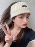 槿城杨超越同款宽边发带秋冬运动针织毛线月子束发带女保暖头巾发箍 字母发带米色 实拍图
