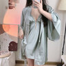 花感睡衣女性感睡衣性感睡裙冰丝吊带夏薄款带胸垫吊带女士睡衣套装 香草绿睡裙【丝绸款】 XL 实拍图