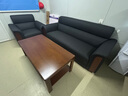 华懿 办公沙发办公室三人位商务接待会客洽谈新中式真皮沙发茶几组合 经典黑【纳帕皮】 3+1+中式长茶几 实拍图