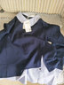 莎妮朵罗加肥加大码女装胖mm宽松套头衬衫衣领假两件遮肚子长袖上衣15621 藏青色 2XL 建议120-140斤穿着 实拍图