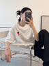 AMIPARIS【经典款】男女同款经典款红色爱心刺绣休闲棉质宽松圆领短袖T恤 175自然白/红色 UTS004.726 S 实拍图