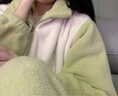芬腾情侣睡衣秋冬立领珊瑚绒保暖运动风防静电家居服睡衣套装 浅绿-女款 S 实拍图
