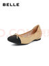 百丽（Belle）小香风平跟单鞋女商场同款蝴蝶结妈妈浅口鞋Z8R1DAQ4 杏色 35 (225mm) 实拍图