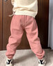 巴布豆儿童裤子秋冬季男童加绒保暖女童灯芯绒长裤时尚宽松潮流童装 粉 140 实拍图