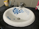潮窑椭圆形台中盆半嵌入式台上盆洗脸盆洗手盆家用卫生间陶瓷洗面盆 21寸椭圆蓝花盆 赠送下水 实拍图
