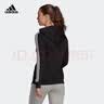 adidas休闲舒适三条纹毛圈布连帽夹克外套女装秋季阿迪达斯轻运动   黑色/白   M 实拍图