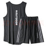 艾伦伯顿（Alen Botun） 运动套装男夏季背心短裤宽松冰丝速干无袖T恤健身跑步篮球服上衣 黑+黑【冰丝套装】 XL(145-165)斤 实拍图