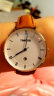 时光一百（TIME100）手表女轻薄简约头层油蜡牛皮手表圆盘日历防水学生网红女士手表 浅棕 晒单实拍图