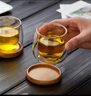 美斯尼 双层玻璃杯茶杯品茗杯功夫茶杯主人杯小泡茶玻璃水杯子茶具竹盖防烫隔热加厚耐热品杯100毫升 2只装 实拍图