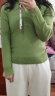 三彩2023冬季新款纯色坑条羊毛衫翻领修身针织衫套头打底毛衣女 绿色 165/88A/L 晒单实拍图