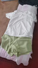 蕉内（Bananain）王一博同款305H纯棉睡衣男女士100%棉情侣家居服短袖短裤套装夏季 【短裤款素色-女】呢绿 XL 实拍图