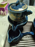 正扬石磨自动茶具套装家用亚光西域风情懒人泡茶壶冲茶器复古功夫陶瓷 富贵金山六杯+茶道洗+长胡琴黑 实拍图