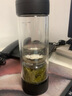 茶之恋999纯银杯创意双层玻璃水杯便携过滤高档茶水分离茶杯父亲节礼物 钛晶版皮纹黑（莲花银饰） 实拍图