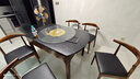 玉杰居火烧石餐桌椅套装电磁炉实木可伸缩折叠圆桌现代简约大小户型桌子 胡桃色-火烧石(无电磁炉） 1.35米餐桌+6椅 实拍图