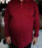 康柏力特大码打底衫男加肥加大肥佬长袖T恤商务纯色翻领保罗衫棉 酒红色 4XL适合200-225斤 实拍图