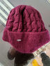 冬天中老年人帽子女妈妈兔毛线帽加绒加厚奶奶老太太针织保暖棉帽 酒红 均码有弹力 实拍图
