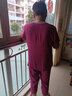 麦奕中老年套装女夏季棉麻短袖套装宽松休闲妈妈装上衣两件套七分裤 紫红色套装 4XL(130-150斤左右） 实拍图