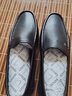 沙驰皮鞋 热卖款真皮高档鹿皮商务休闲鞋一脚蹬套脚防滑百搭休闲皮鞋 黑色（402322258Z） 40 欧码（国码41） 实拍图