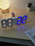 芒仓ins韩版简约时钟挂墙家用智能夜光3D数字电子 蓝灯白色外壳 实拍图