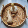 佳亿厨连 日式编织篮家用面包篮藤编托盘下午茶餐具双耳糖果盘水果点心篮 木手柄果篮中号 实拍图