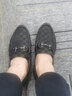 零度Zero休闲皮鞋男夏季新款格纹滴胶一脚蹬驾车鞋真皮休闲鞋乐福鞋男 黑色 40 (250mm) 实拍图