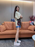 狄德拉小码真皮内增高小白鞋女2025春秋款厚底小个子百搭休闲运动松糕鞋 9cm白绿 (牛皮) 36 (230mm) 标准码 实拍图