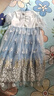ASK JUNIOR女童连衣裙夏季中大童复古汉服裙薄款儿童短袖网纱公主裙 蓝色 实拍图