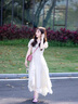 宏资琦连衣裙2025夏季新款女装收腰显瘦小个子法式设计感仙女长裙子夏天 白色 S 实拍图