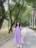 噢姆（AUM）噢姆22年夏季新款优雅紫霞色轻薄透气减龄丝绵衫连衣裙女 淡紫色 M 晒单实拍图