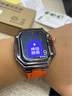 DRESSELF苹果手表表带apple iwatchS8/9/10/11ultra透明改装硅胶手表壳表带一体式壳 适用于苹果 透黑壳+橙表带+蝴蝶扣 45mm（s7/8/9） 实拍图