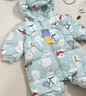 巴拉巴拉童装婴儿连体衣宝宝冬装外出羽绒服服连帽鹅绒萌男童女童 绿色调00344-白鹅绒 80 cm 实拍图