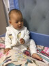 小素材婴儿马甲秋冬儿童背心新生幼儿男女宝宝春秋纯棉夹层加绒小马夹冬季 欢乐企鹅夹棉马甲蓝 80码（12-18个月） 实拍图