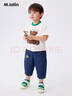 马·拉丁（M.Latin）/童装儿童裤子夏装新款男女小童小熊印花口袋梭织中裤 牛仔深蓝 120cm 实拍图