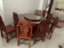 质道 红木家具 非洲花梨（学名：刺猬紫檀）实木餐桌椅组合新中式餐厅带转盘餐台饭桌 1.38米如意餐桌+6象头餐椅整装 实拍图