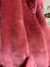 芬腾 情侣睡衣冬季新品纯色珊瑚绒长款刺绣绑带家居服睡袍 砖红女 L 实拍图