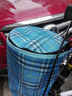 自行车车篮前车筐单车篮折叠车菜篮帆布车篓自行车篮子挂篮儿童单车车篓子 蓝格子【有盖】+加厚底板 实拍图