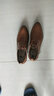 村哥牛皮皮鞋男尖头正装皮鞋透气英伦商务男鞋 棕黄色 40 实拍图