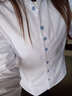 安依莲职业装衬衫女加绒加厚秋冬季OL通勤白色衬衣工作服修身商务工装 紫色短 L 实拍图