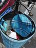自行车车篮前车筐单车篮折叠车菜篮帆布车篓自行车篮子挂篮儿童单车车篓子 蓝格子【有盖】+加厚底板 实拍图