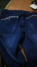 JACKTOMSLEE韩版牛仔裤男修身弹力小脚裤休闲铅笔裤水洗磨白中腰长裤子四季款 2080蓝色 31(2尺4) 实拍图