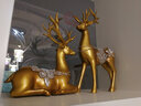 吉召 鹿摆件工艺品酒柜创意家居客厅摆件装饰品电视柜玄关书房办公室摆件乔迁结婚礼物 送礼盒 情侣鹿一对（仿金色） 实拍图