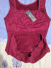 蕾丝抹胸收腰收腹美体保暖背心 秋冬加绒加厚款打底内衣 红色 XXL（95-115斤） 实拍图