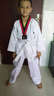 竞派跆拳道服儿童长袖比赛道服男女童纯棉练功套装训练服装 纯棉长袖款 130（建议身高123-133cm） 实拍图