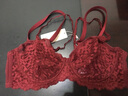 遐[点彩]双肩带女内衣显小蕾丝性感文艺透气超薄3/4文胸罩 枣红 85C 实拍图