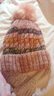 幽米时尚韩版针织保暖毛线帽女士毛球护耳系绳毛球拼色女可爱针织帽子 粉色 实拍图