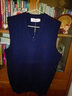 恒源祥100纯羊毛背心男士纯色v领秋冬季宽松坎肩商务休闲职业套头马甲夹 23056001-B 牛仔兰 M (170) =105 实拍图