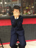 ELPA儿童西装男童小西服套装中大童花童礼服钢琴演出服男孩春秋韩版 蓝平驳领5件套: 4件套+马甲 145 码 身高140-145cm 重62-71斤 实拍图