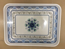 欧丽家 斜边长方形加厚加大茶盘水果盘点心盘子餐盘青花瓷密胺仿瓷密胺托盘塑料托盘 （6015蓝花）一个 实拍图