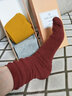 纽菲奥纳 堆堆袜女春秋中长款 日韩学院风中筒袜四季百搭女士棉袜子 日系ins潮 酒红姜黄灰色各1双N1791M 实拍图